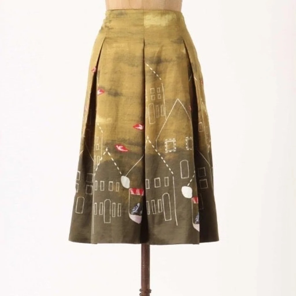 Anthropologie Maeve Feathered Village Skirt